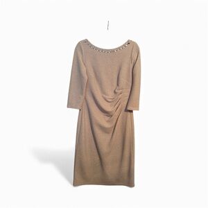 Jessica Howard champagne Dress with Embellished Neckline